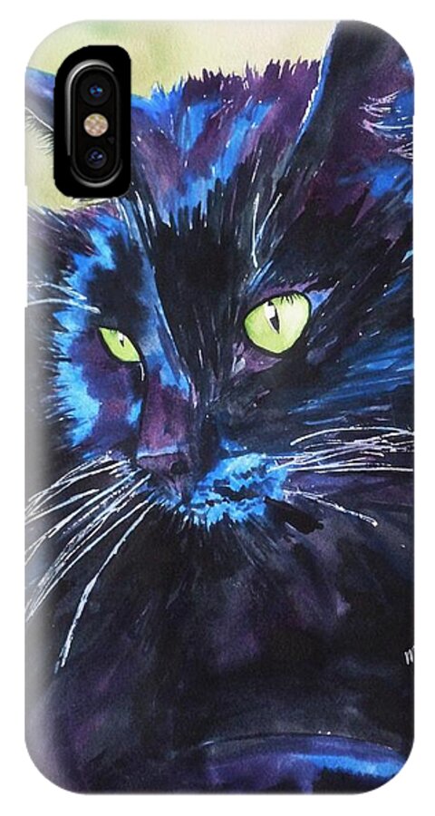 Black Cat iPhone X Case featuring the painting Samba by Michal Madison
