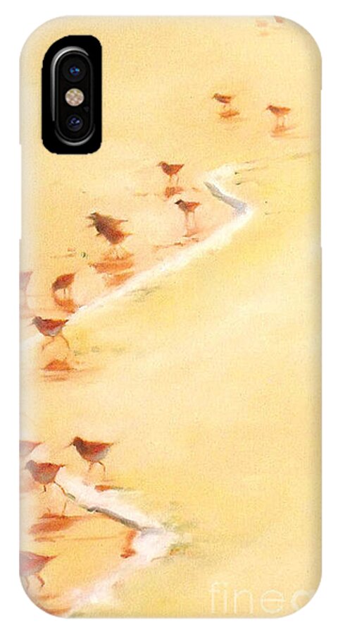 Sandpiper iPhone X Case featuring the painting Sandpiper Promenade by Mary Hubley