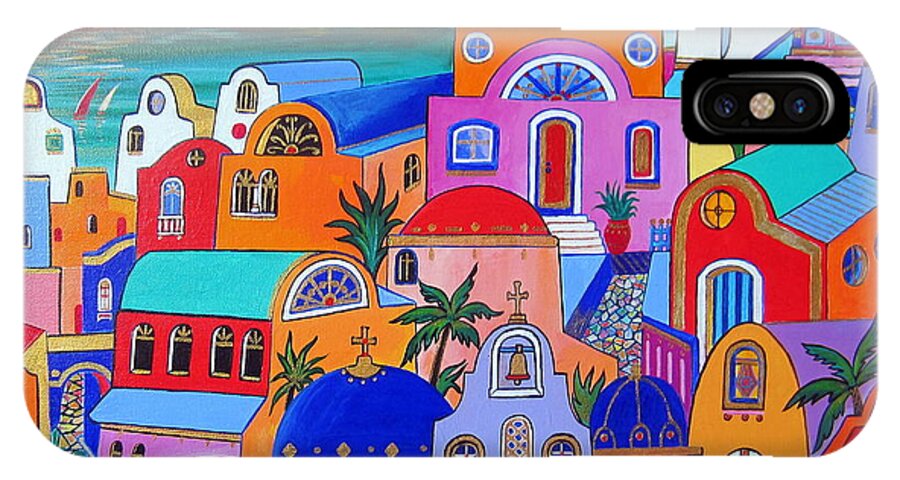 Grecia iPhone X Case featuring the painting Santorini colors by Roberto Gagliardi