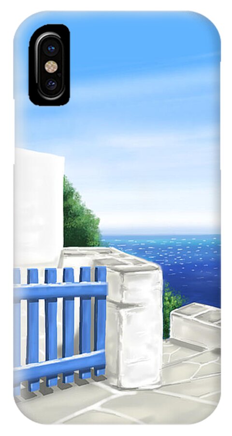 Island Santorini iPhone X Case featuring the painting Santorini by Veronica Minozzi