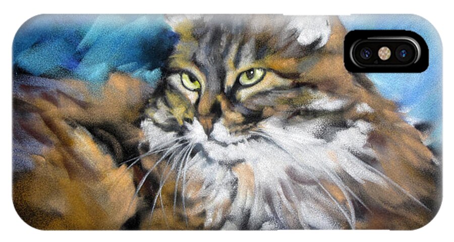 Cat iPhone X Case featuring the painting Sapphira 2 by Rae Andrews
