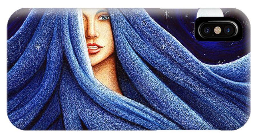 Blue iPhone X Case featuring the drawing Sapphyre by Danielle R T Haney
