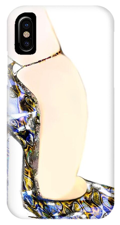 Blue iPhone X Case featuring the painting Satin Slipper - blue shoe by Carolyn Weltman