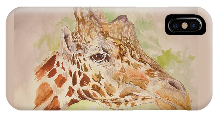Savanna iPhone X Case featuring the painting Savanna Giraffe by Nicole Angell