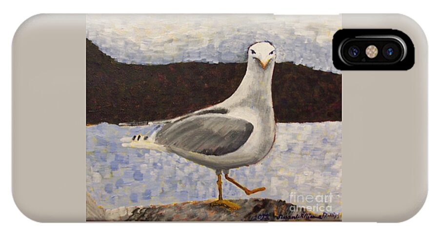 Bird iPhone X Case featuring the painting Scottish Seagull by Susan Williams