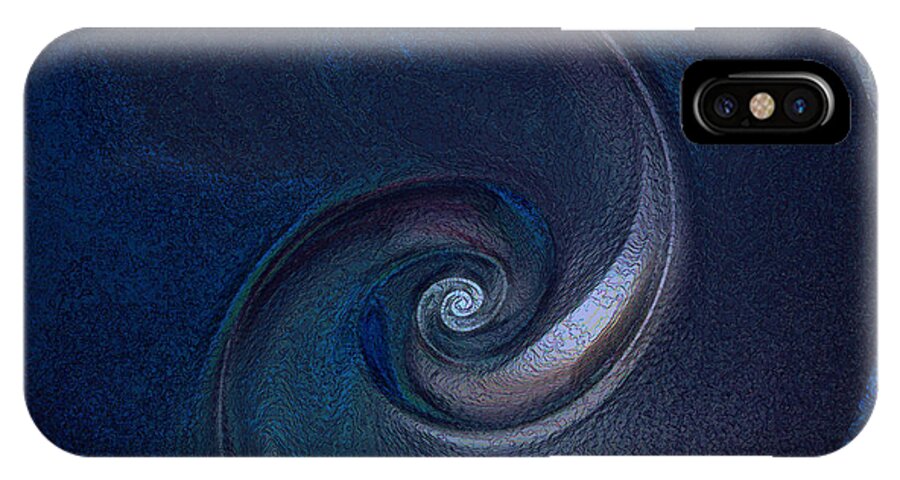 Sea Shell iPhone X Case featuring the digital art Sea Shell in Dark Blue by Klara Acel
