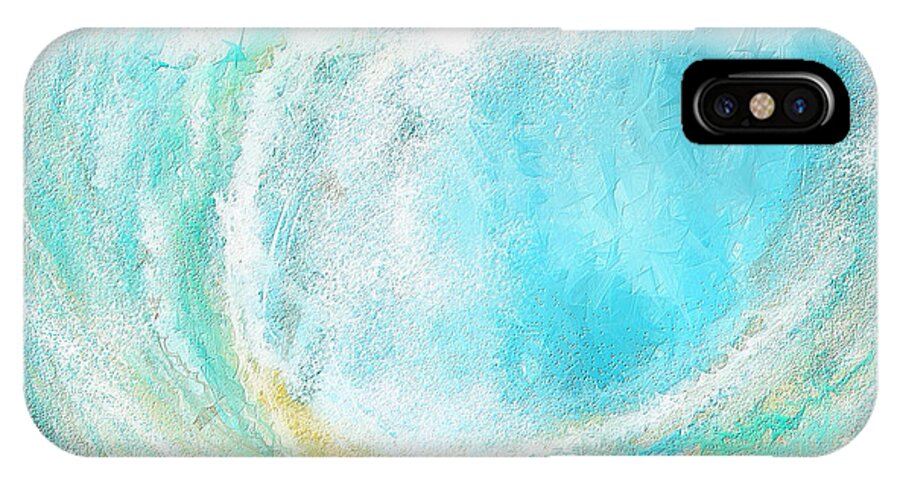 Seascapes Abstract iPhone X Case featuring the painting Seascapes Abstract Art - Mesmerized by Lourry Legarde
