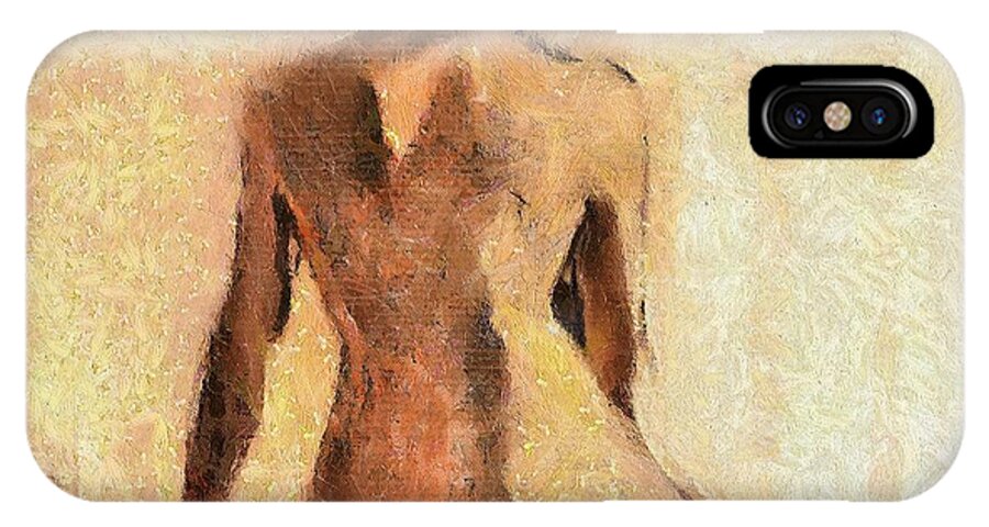 Nude iPhone X Case featuring the painting Seated nude by Dragica Micki Fortuna