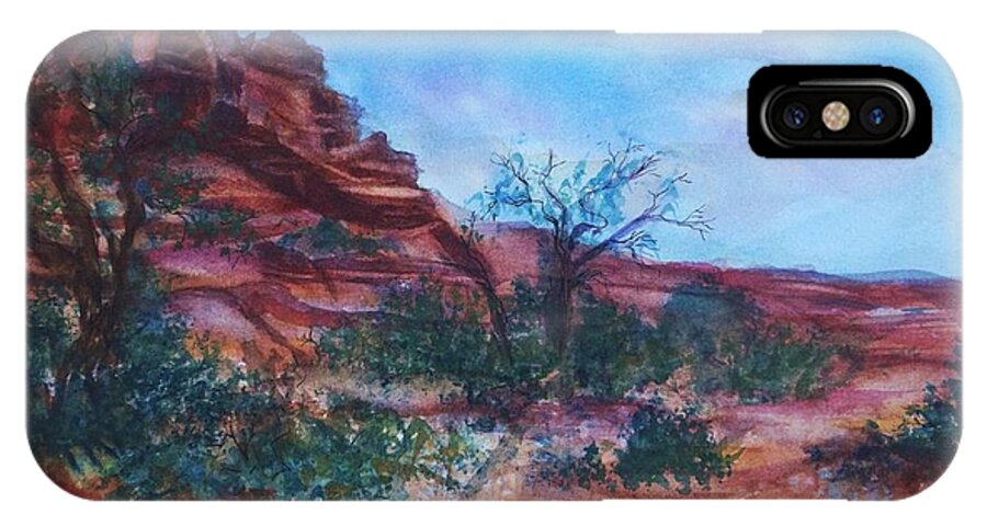 Sedona iPhone X Case featuring the painting Sedona Red Rocks - Impression of Bell Rock by Ellen Levinson