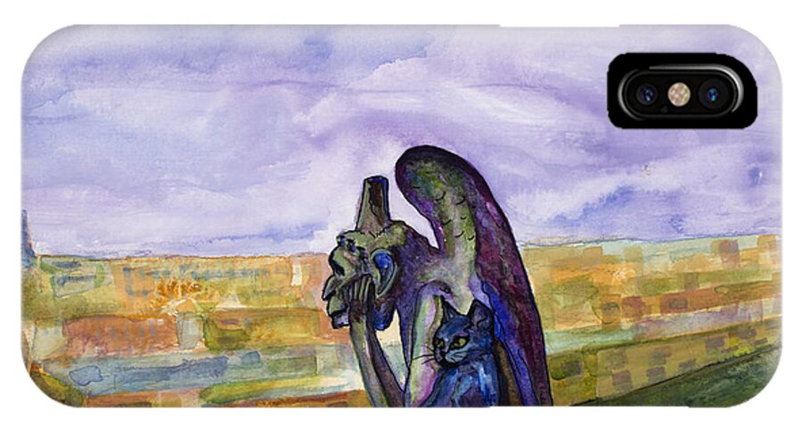 Gargoyle iPhone X Case featuring the painting Sentinels by Dale Bernard