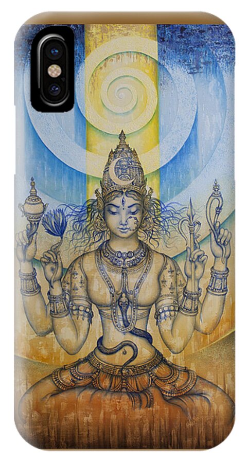 Tripura Sundari iPhone X Case featuring the painting Shakti - Tripura Sundari by Vrindavan Das