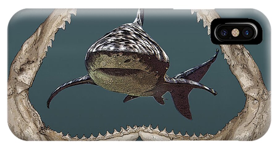 Digital Design iPhone X Case featuring the digital art Shark by Angel Jesus De la Fuente