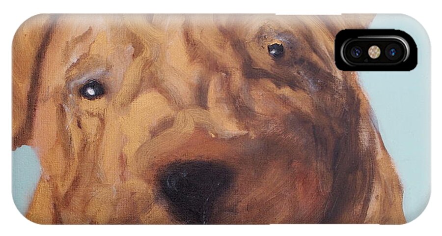 Dogs iPhone X Case featuring the painting Sharpei - Golden Boy by Laura Grisham