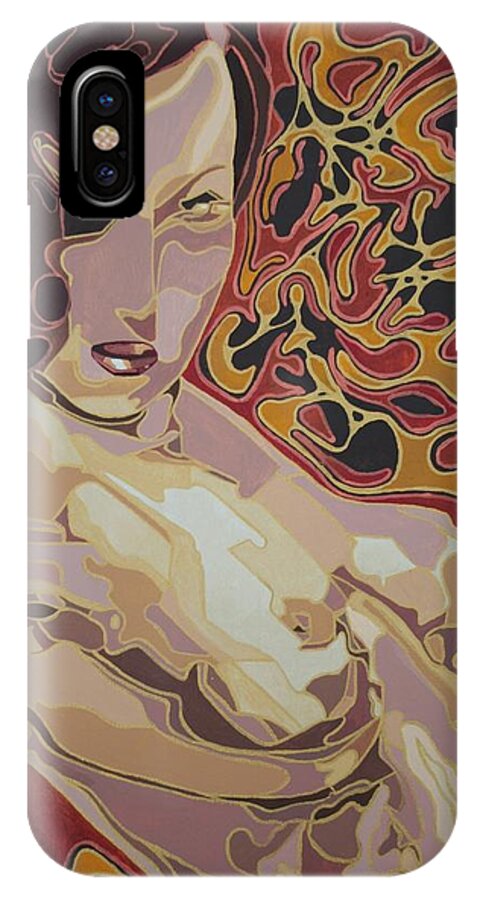 Nudes iPhone X Case featuring the painting She Only Wears Red by Taiche Acrylic Art