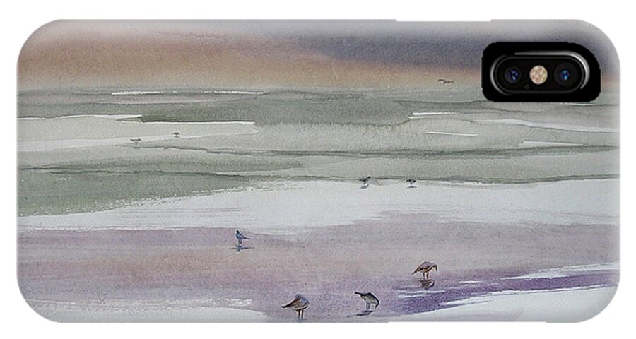 Original Paintings iPhone X Case featuring the painting Shoreline Birds II by Julianne Felton