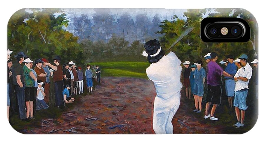 Golf iPhone X Case featuring the painting Shot Heard Around The World by Jerry Walker