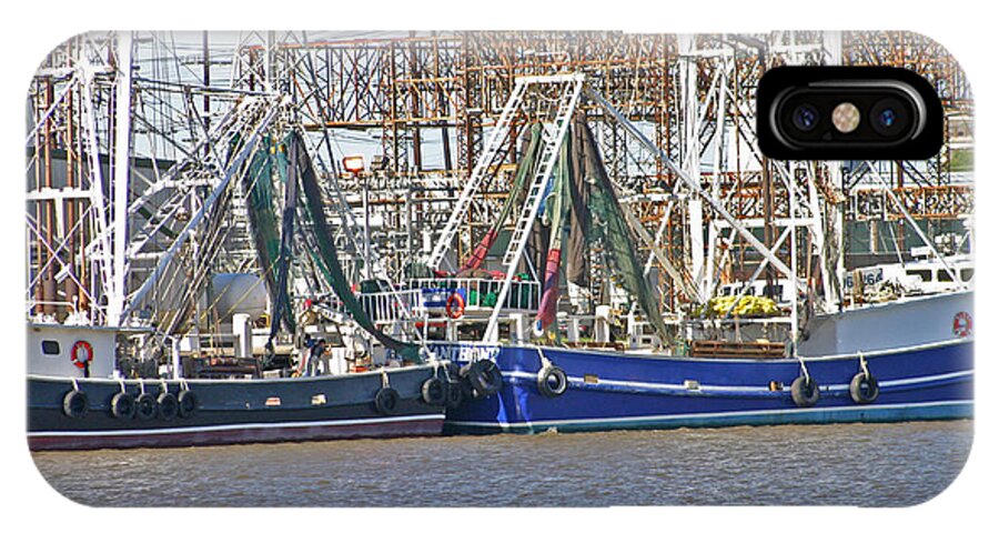 Port iPhone X Case featuring the photograph Shrimp Boats 1 Port Arthur Texas by D Wallace