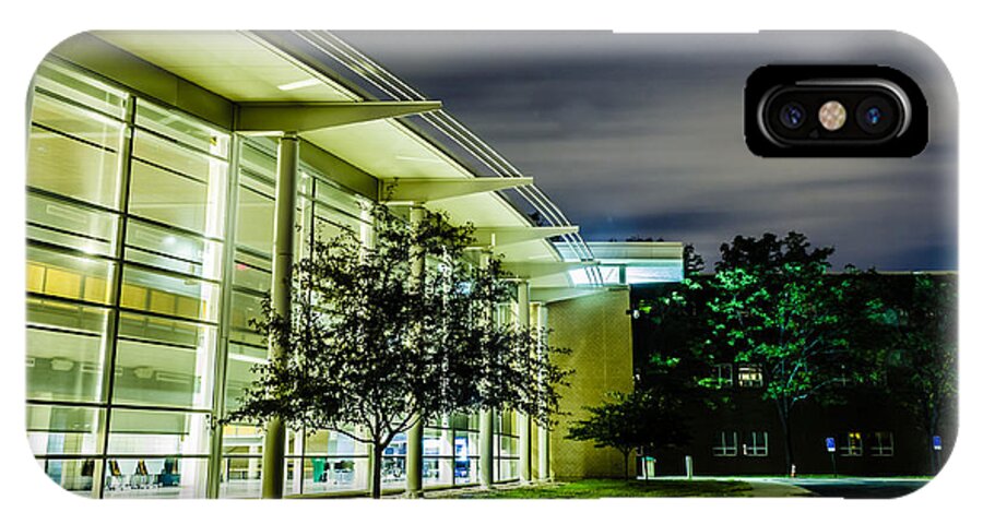 2014 iPhone X Case featuring the photograph SHS Lower cafeteria at night by Alan Marlowe