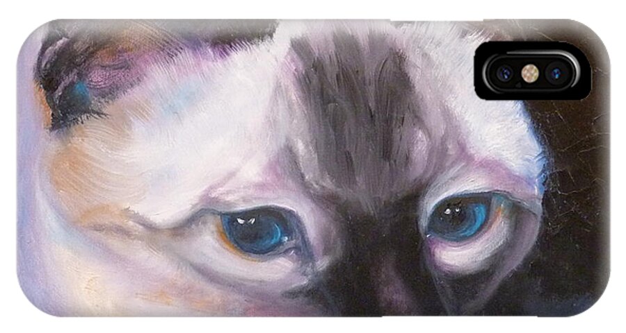 Cat iPhone X Case featuring the painting Siamese Royalty by Susan A Becker