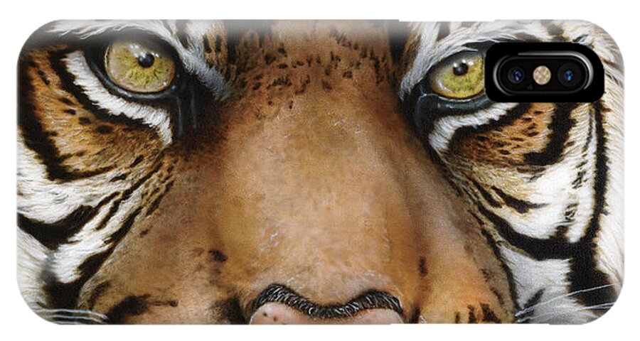 Siberian Tiger iPhone X Case featuring the painting Siberian Tiger Closeup by Wayne Pruse