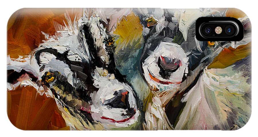 Goats iPhone X Case featuring the painting Silly Kids by Diane Whitehead