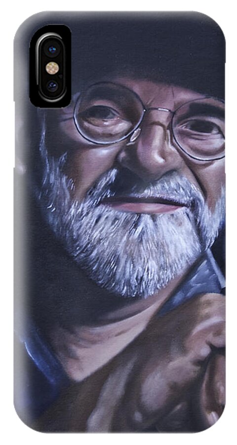 Sir Terry Pratchett iPhone X Case featuring the painting Sir Terry Pratchett by James Lavott