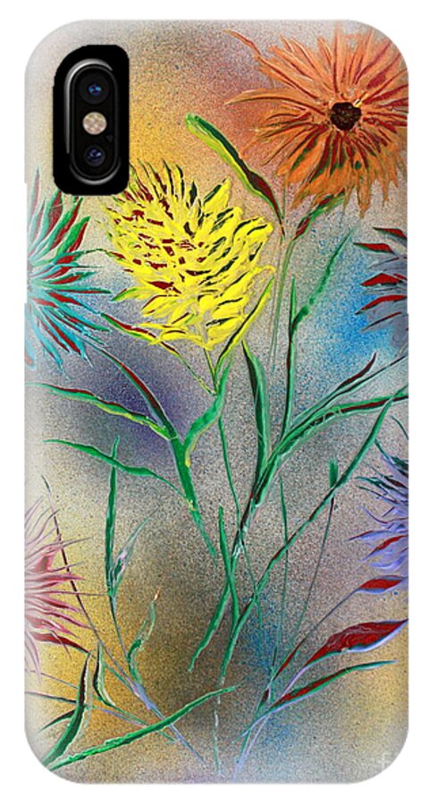 Nature iPhone X Case featuring the painting Six Flowers by Greg Moores