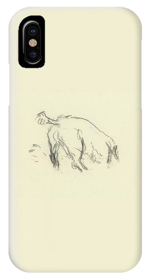 Sketch Of A Dog Digging A Hole iPhone X Case