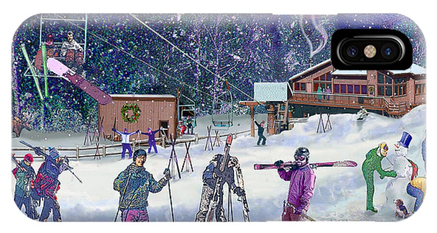 Ski iPhone X Case featuring the digital art Ski Area Campton Mountain by Nancy Griswold