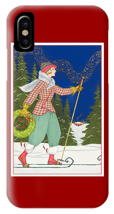 Christmas iPhone X Case featuring the painting Ski Vogue by Lynn Bywaters