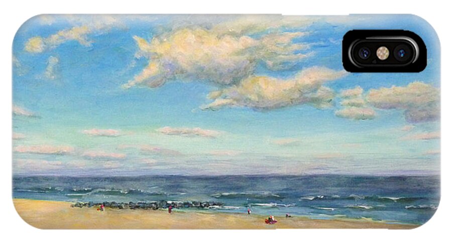 Seascape iPhone X Case featuring the painting Sky and Sand by Joe Bergholm
