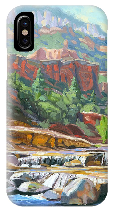 Slide iPhone X Case featuring the painting Slide Rock by Steve Simon