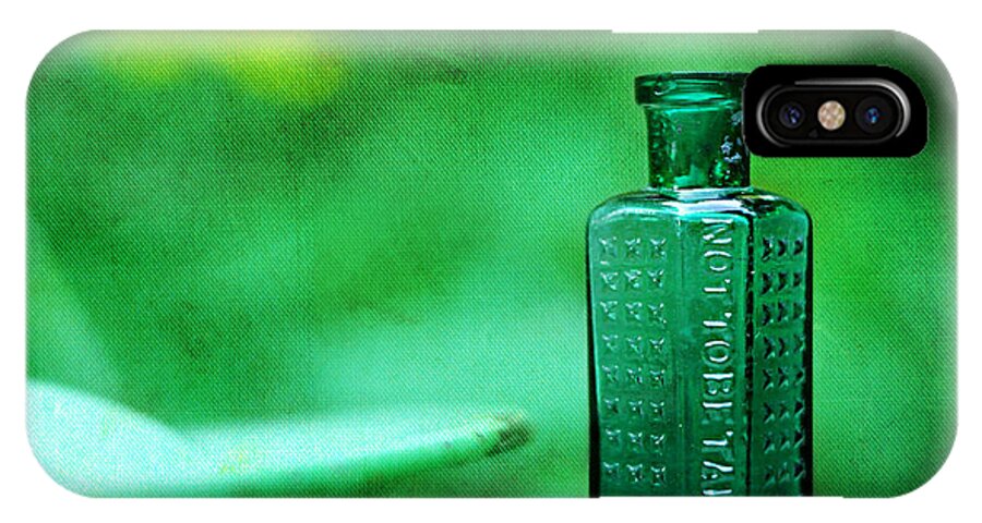 not To Be Taken iPhone X Case featuring the photograph Small Green Poison Bottle by Rebecca Sherman