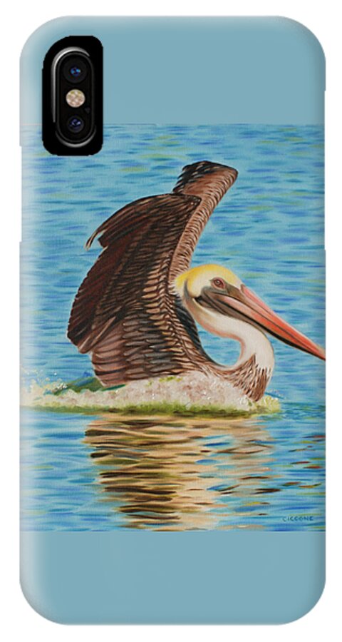 Pelican iPhone X Case featuring the painting Smooth Landing by Jill Ciccone Pike
