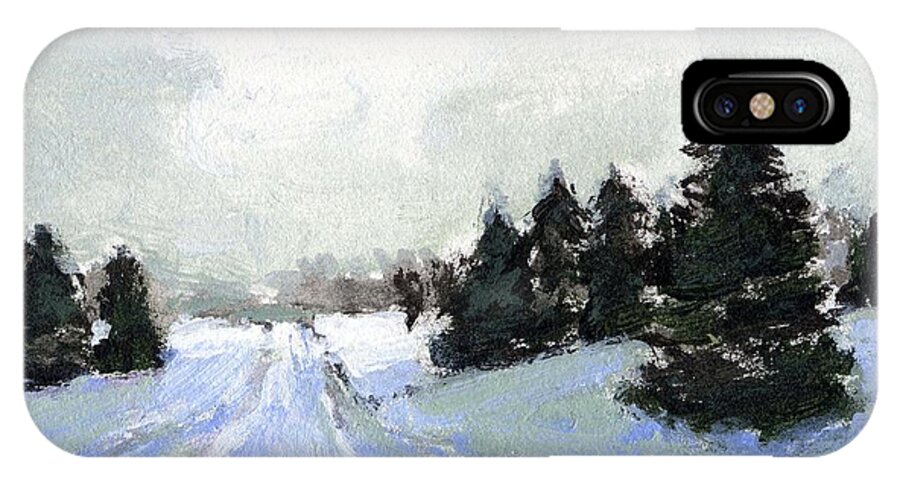 Winter Landscape iPhone X Case featuring the painting Snow scene by J Reifsnyder