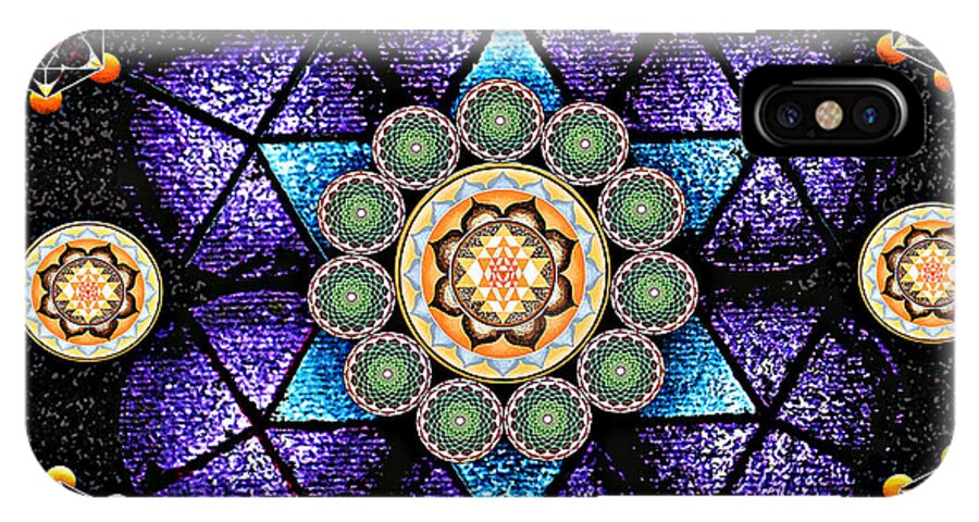 Sacred Geometry Paintings iPhone X Case featuring the painting Snowflake Mandala by Maya B