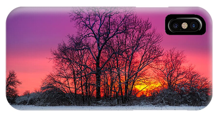 Colorful Sky iPhone X Case featuring the photograph Snowy Sunset by Ron Pate