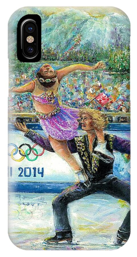 Sochi iPhone X Case featuring the painting Sochi 2014 - Ice Dancing by Bernadette Krupa