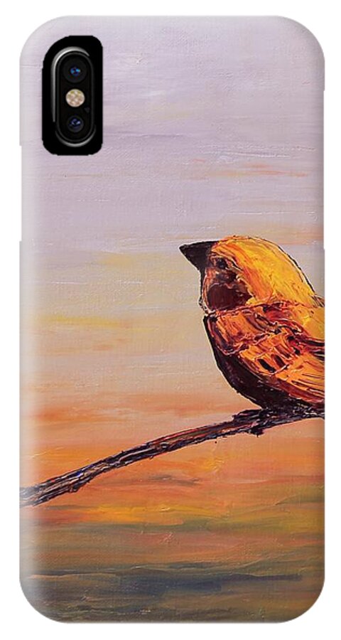 Sparrow iPhone X Case featuring the painting Songbird Series 1 by Carolyn Doe