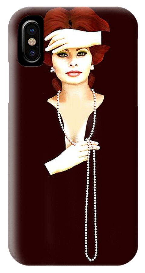 Pearls iPhone X Case featuring the painting Sophia Loren 1 by Jann Paxton