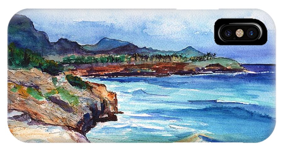 Kauai South Shore iPhone X Case featuring the painting South Shore Hike by Marionette Taboniar