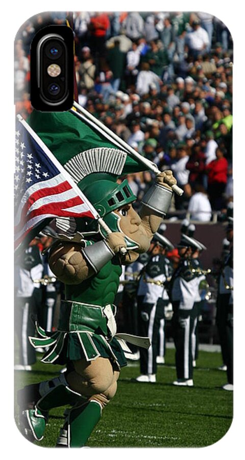 Michigan State University iPhone X Case featuring the photograph Sparty at Football Game by John McGraw