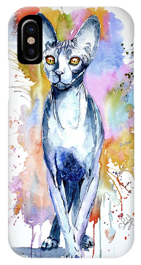 Cat iPhone X Case featuring the painting Sphinx cat by Steven Ponsford