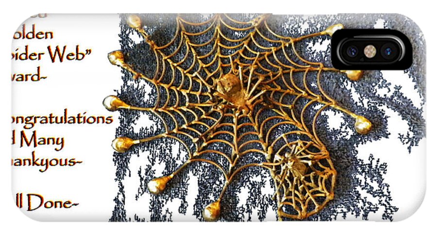 Spider iPhone X Case featuring the photograph Spider Web Congratulation Thank you Well Done by Michael Shone SR