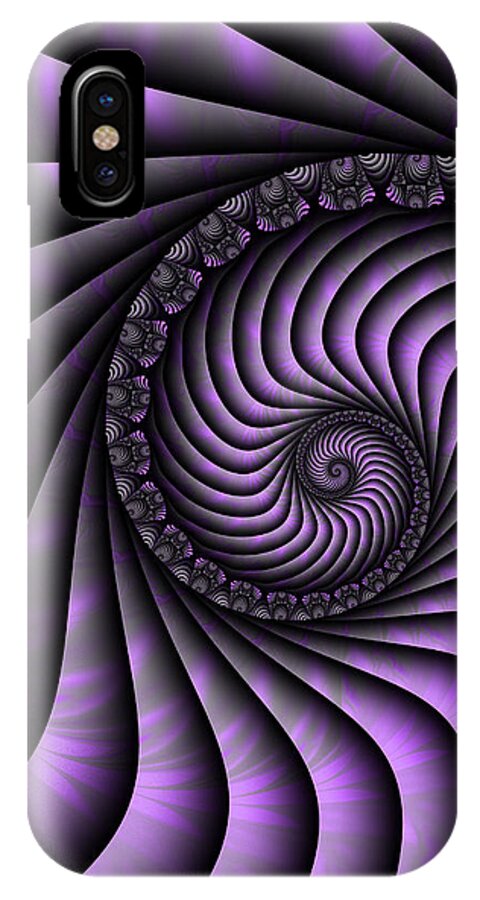 Digital Art iPhone X Case featuring the digital art Spiral Purple and Grey by Gabiw Art