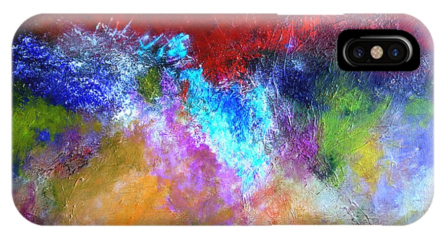 Abstract Art iPhone X Case featuring the painting Splash of Blue by Mary Jo Zorad