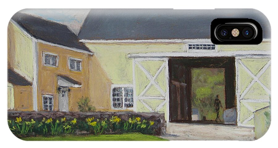 Yellow Barn iPhone X Case featuring the painting Spring Chores by Vikki Bouffard