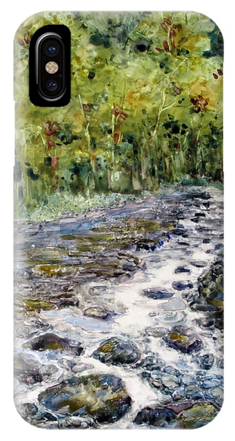 Stream iPhone X Case featuring the painting Spring Stream by Louise Peardon