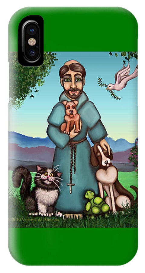 St. Francis iPhone X Case featuring the painting St. Francis Libertys Blessing by Victoria De Almeida