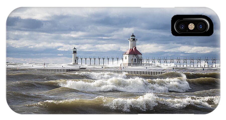 Michigan iPhone X Case featuring the photograph St Joseph Lighthouse on Windy Day by John McGraw